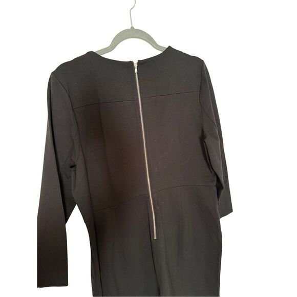 NWT J. Crew Womens Black Zip Ponte 3/4 Sleeve Stretch Knit Sheath Dress Size 16 - Picture 5 of 13